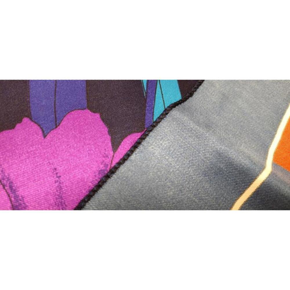 Vintage Fine Silk Square Scarf High End Stunning Colors Purple Floral DESIGN - Picture 11 of 16